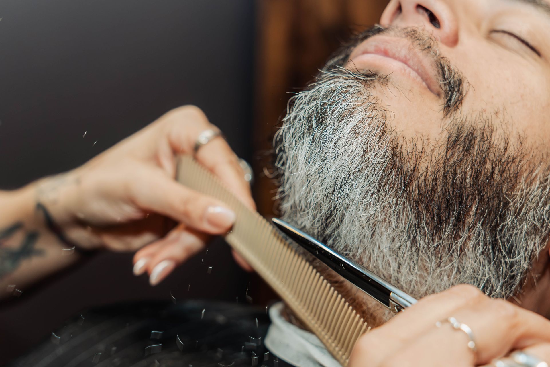 Comb and razor preparation for a beard line-up at The Speakeasy Barber