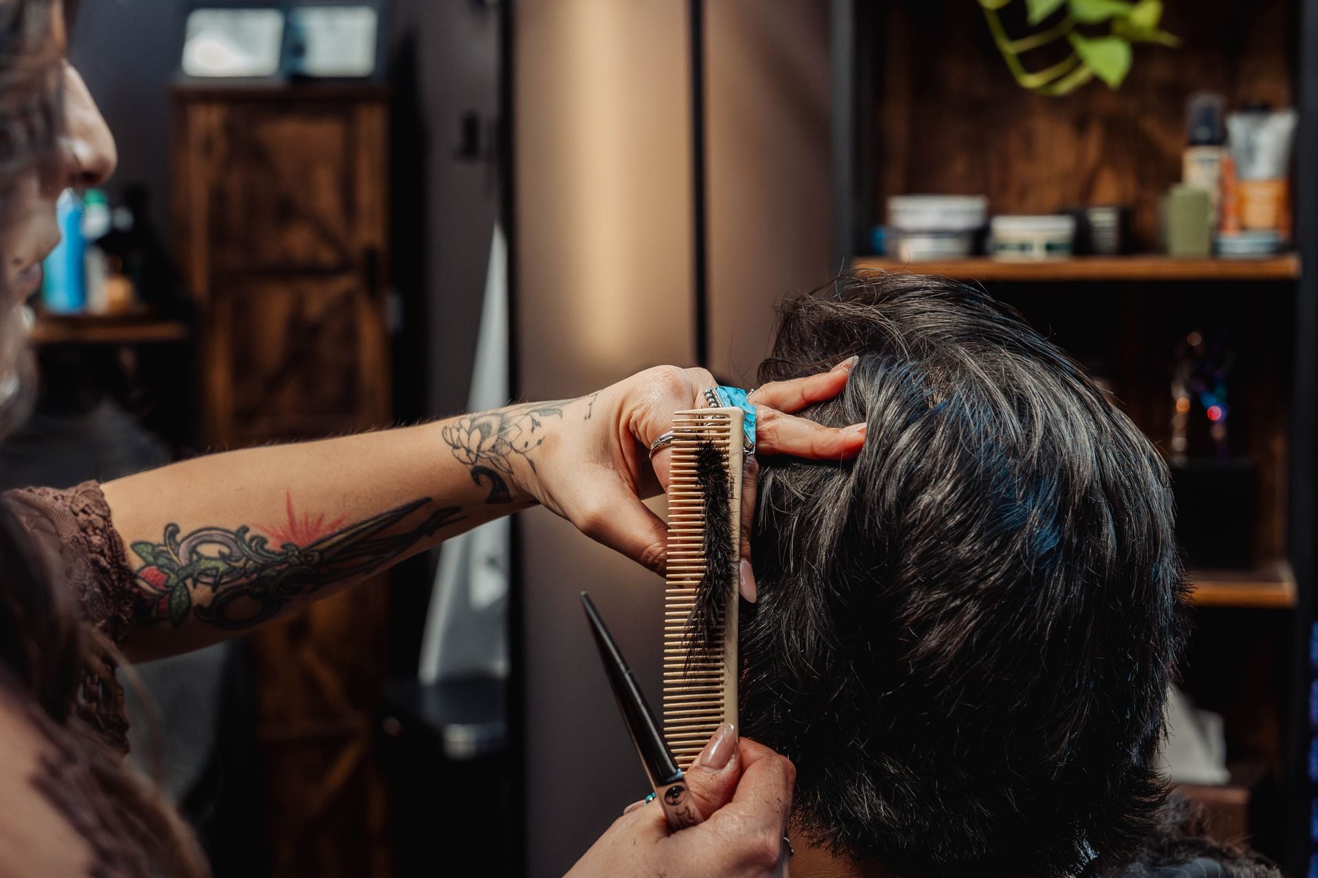 Back view of a freshly styled men's haircut at The Speakeasy Barber, Austin